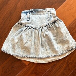 Vintage Denim acid wash Skirt with Belt Loops elastic band waist made in USA sz5